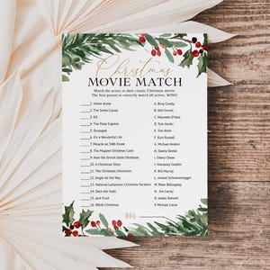 Christmas Matching Game Movies Edition, Christmas Movies Game, Holiday Party Game, Christmas Party, Edit with TEMPLETT, WLP-RHO 8068