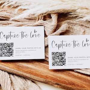 Capture the Love Wedding QR Code Card, Wedding Photo card, qr code wedding card, Instant Download, Edit with Templett, WLP-SIL 7250