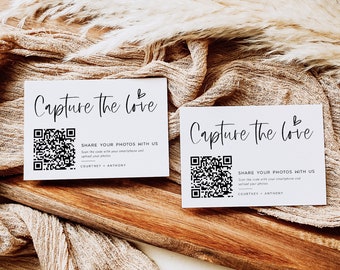 Capture the Love Wedding QR Code Card, Wedding Photo card, qr code wedding card, Instant Download, Edit with Templett, WLP-SIL 7250