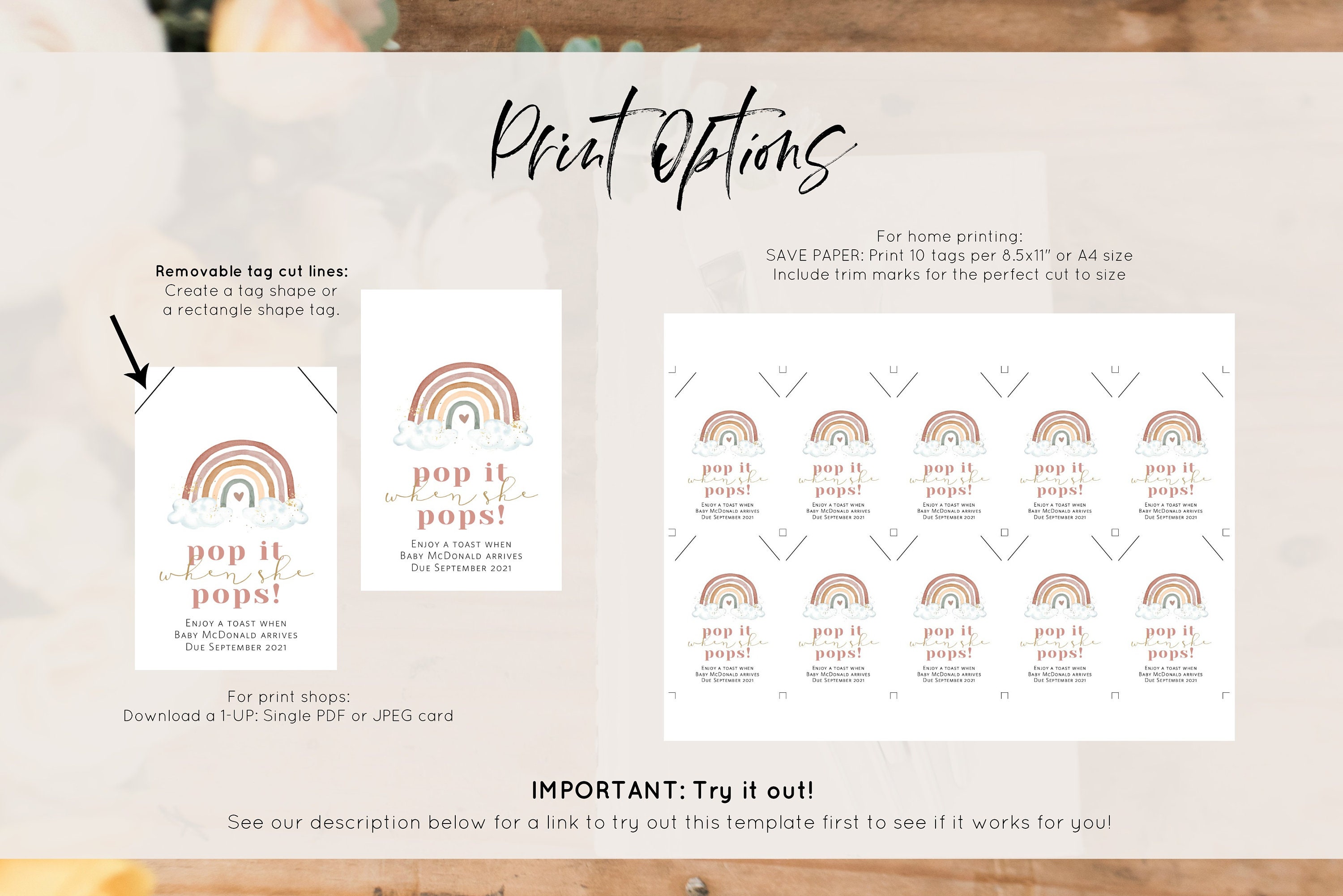 Pop It When She Pops Tag Printable Shower Favor Template - Etsy