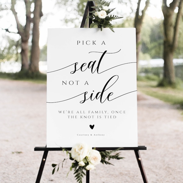 Pick a Seat Not a Side Sign , Wedding Seating Poster, Choose a Seat Sign, Ceremony Seating Sign, Instant Download, WLP-SOU 5233