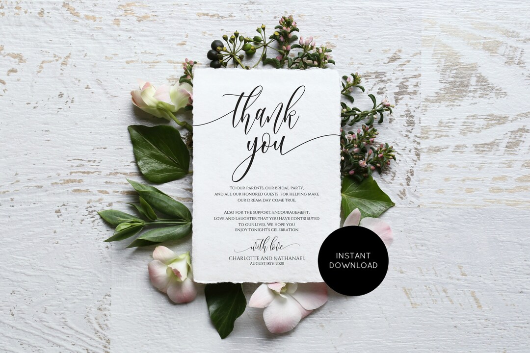 Wedding Thank You Note Template