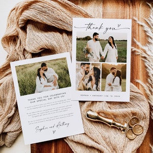Photo Thank You Card, Minimalist Wedding Thank You Card, Calligraphy Thank you Card, Editable Template, with TEMPLETT, WLP-LIN 7334