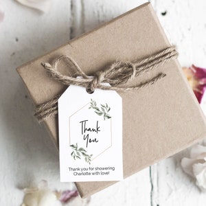 Greenery Thank You Tag Template, Bridal Shower Favor Tag Printable, Greenery Favor Tag Template, Edit with TEMPLETT, WLP-MOD 674 image 2