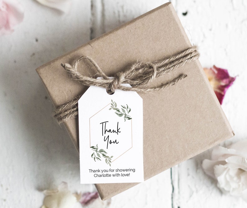 Greenery Thank You Tag Template, Bridal Shower Favor Tag Printable, Greenery Favor Tag Template, Edit with TEMPLETT, WLP-MOD 674 image 2