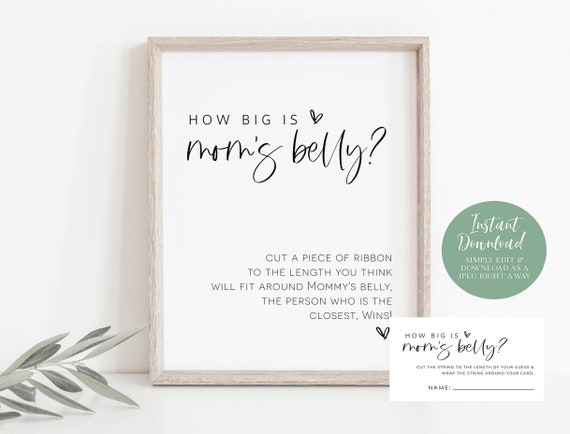 Guess How Big Mommy s Belly is Game Minimalist Baby Shower Game Belly Guessing Game Printable Baby Shower Sign TEMPLETT WLP SIL 4135 Etsy Canada