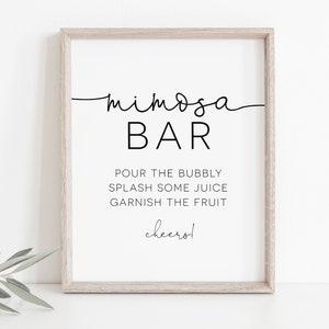 Script Mimosa Bar Sign, Script Mimosa Sign Template, Printable Mimosa Bar Sign, Bridal Shower Sign, Edit with TEMPLETT, WLP-ODA 4072