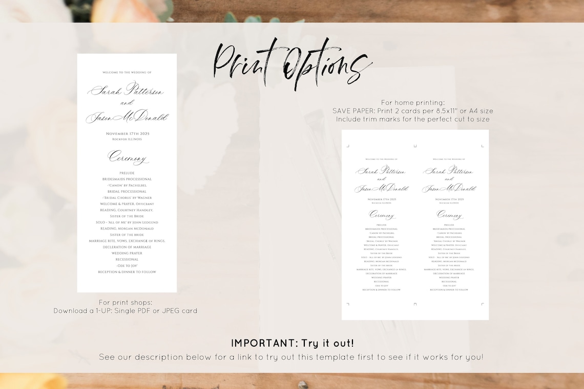 Wedding Menu Template Script Menu Card Calligraphy - Etsy
