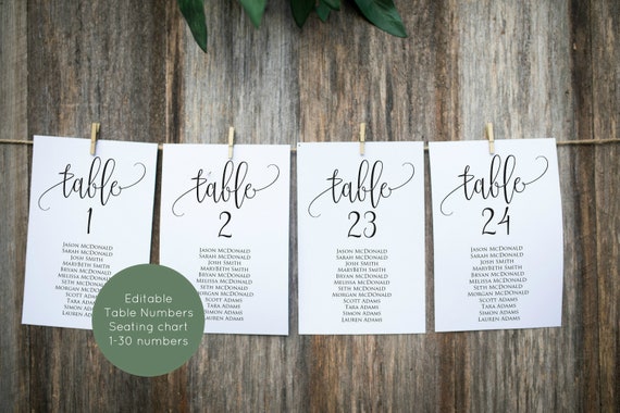 Printable Seating Chart Cards