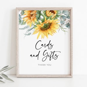 Sunflower Cards and Gifts Sign, Fall Cards Sign Printable, 8x10, Printable Cards and Gifts Sign, TEMPLETT, Bridal Shower Sign, WLP-SUU 3254