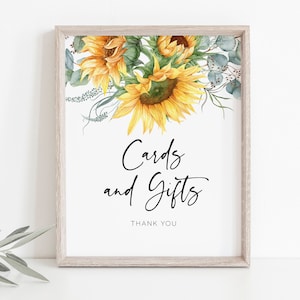 Enseigne pour cartes et cadeaux tournesol, inscription cartes automne imprimable, 8 x 10, inscription cartes et cadeaux imprimables, TEMPLETT, enseigne shower de bébé, WLP-SUU 3254