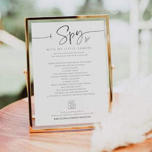 I Spy Wedding Game, Minimalist, Reception Game, Wedding Photo Hunt Game, Wedding Shower Fun Games, Edit with TEMPLETT, WLP-PAL 5692