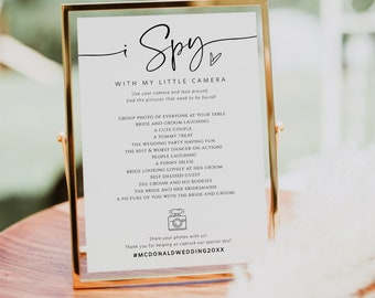 I Spy Wedding Game, Minimalist, Reception Game, Wedding Photo Hunt Game, Wedding Shower Fun Games, Edit with TEMPLETT, WLP-PAL 5692