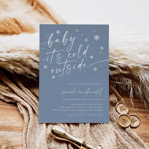Winter Baby Shower Invitation, Baby It's Cold Outside Invitation, Modern Blue Baby Shower, Winter Wonderland Invite, TEMPLETT, WLP-WWL 7766 bild 4