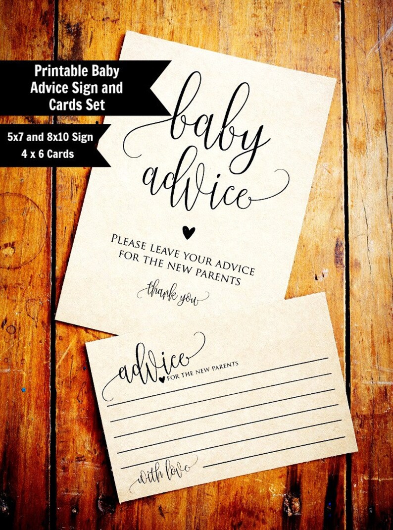 5x7 /& 8x10 Advice Sign Printable Baby Shower Advice Cards Baby Advice Cards Printable Advice Cards PDF WLP-ELE 103 Instant Download