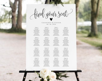 Seating Chart Template, Wedding Seating Chart Sign, Find Your Seat Sign, Table Seating Chart, Seating Chart, Edit with TEMPLETT, WLP-ELE 298