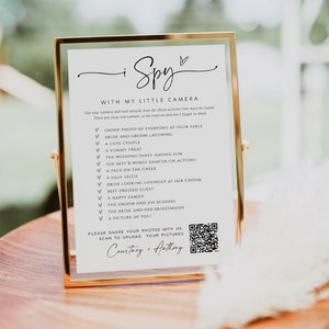 I Spy Wedding Game, Minimalist, Reception Game, Wedding Photo Hunt Game, Wedding QR Code, Fun Games, Edit with Templett, WLP-PAL 7470