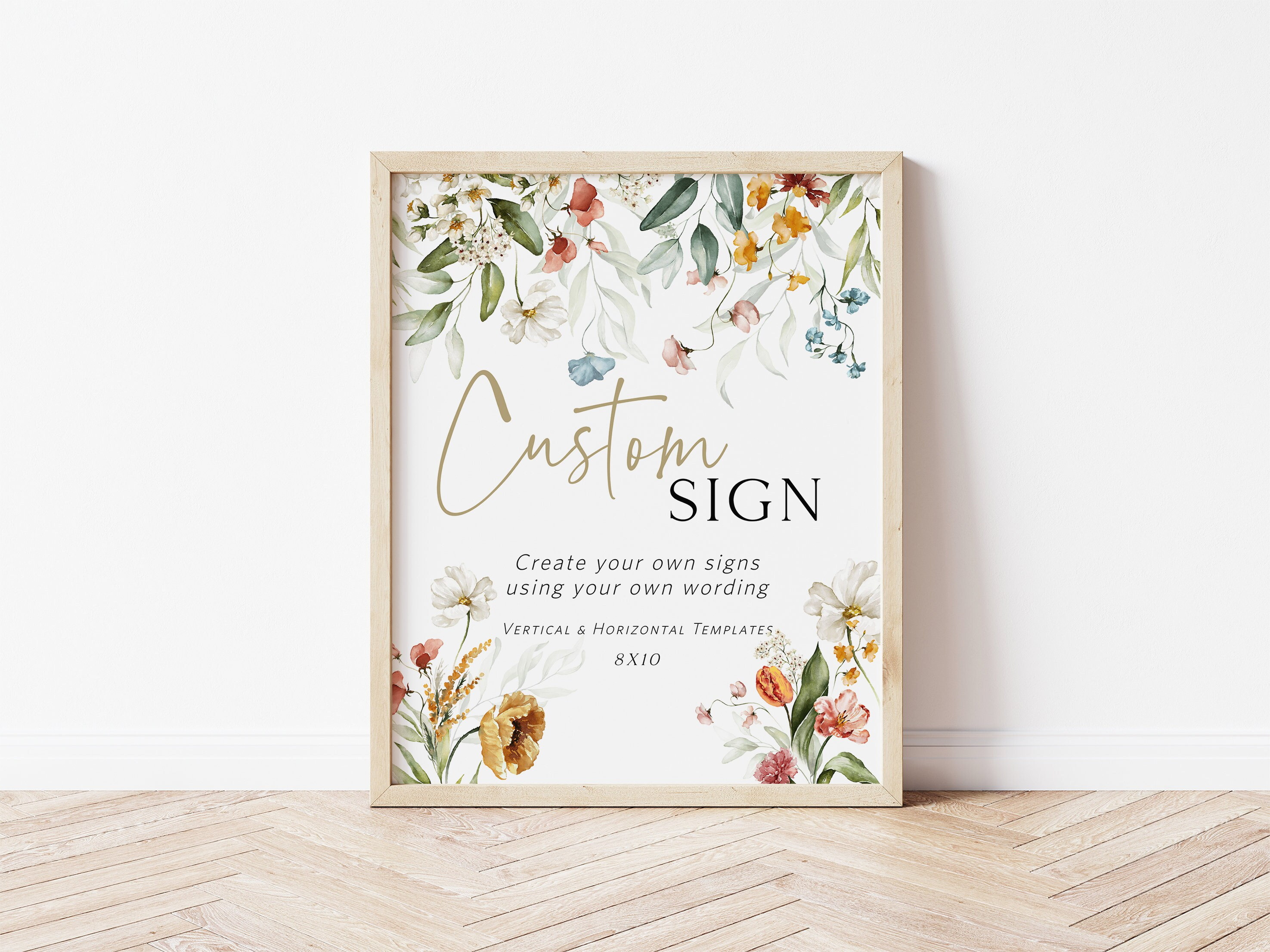 Wildflower Custom Sign portrait and Landscape Floral - Etsy