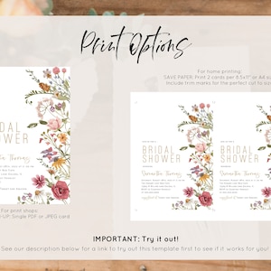 Boho Bridal Shower Invitation, Bohemian Invitation, Wildflower Bridal Shower Invitation, Instant Download, Edit with TEMPLETT, WLP-WIL 4380 image 4