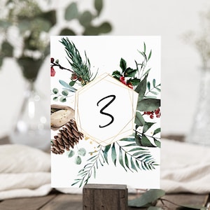 Christmas Table Numbers, Printable Table Numbers Template, Geometric ...
