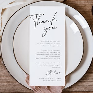 Modern Wedding Thank You Note, Printable Thank You Card Template, Minimalist Wedding, Instant Download, Edit with TEMPLETT, WLP-SAL 5925