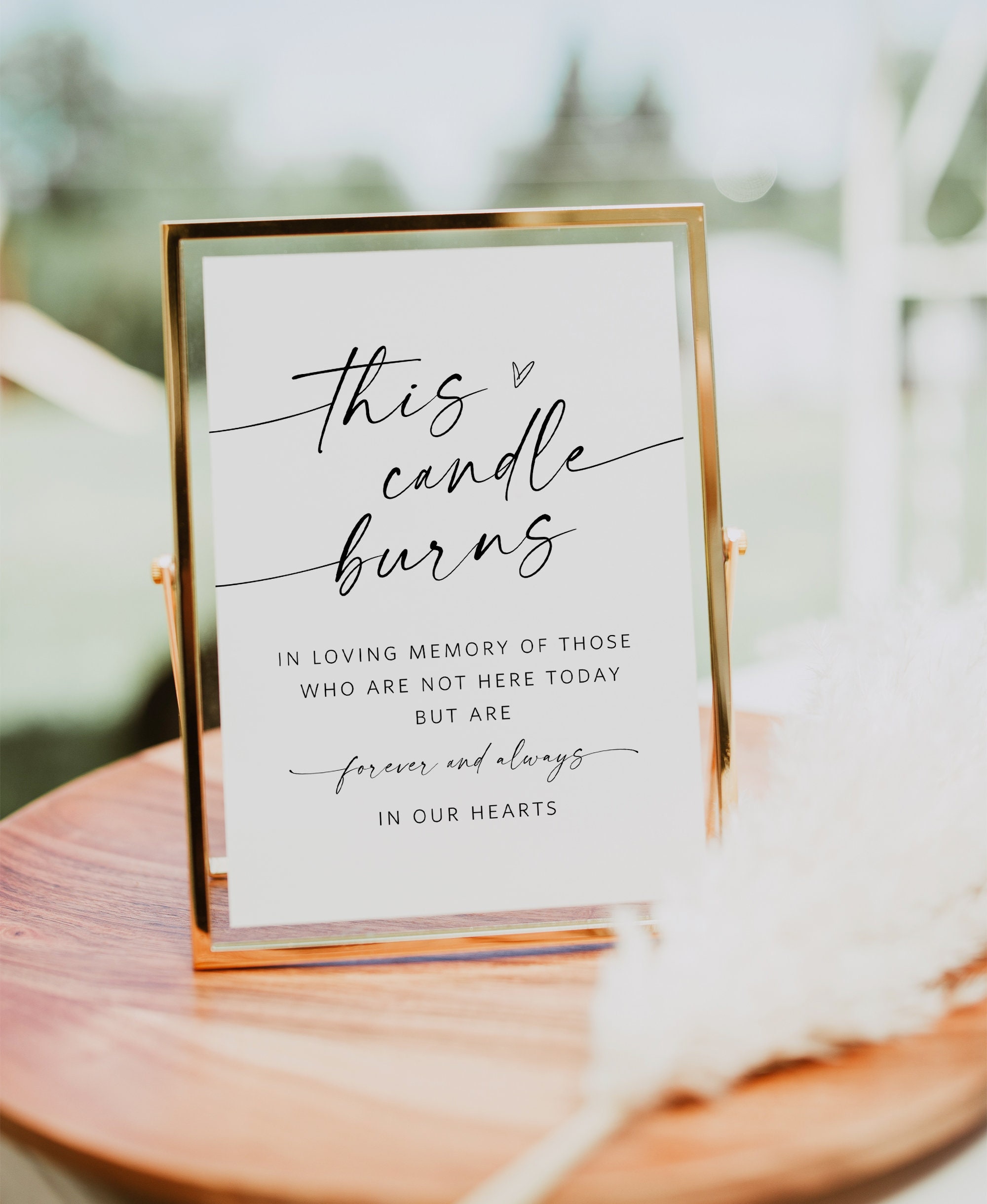 This Candle Burns Sign, In Loving Memory Sign, Calligraphy Memorial Table Sign, Wedding Table Sign, 8x10", TEMPLETT, WLP-LIN 7151