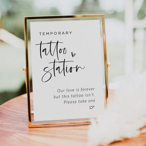 Minimalist Wedding Tattoo Sign, Temporary Tattoo Station Sign, Wedding Tattoo Favor Sign, Edit with TEMPLETT, WLP-SIL 7694