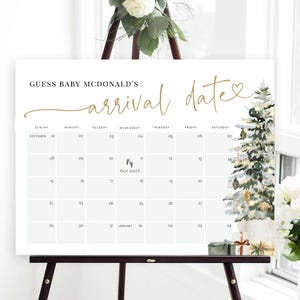 Christmas Baby Due Date Calendar, Holiday Baby Shower Game, Guess Baby&#39;s Birthday, Editable Baby Prediction, Edit w TEMPLETT, WLP-GTR 7548