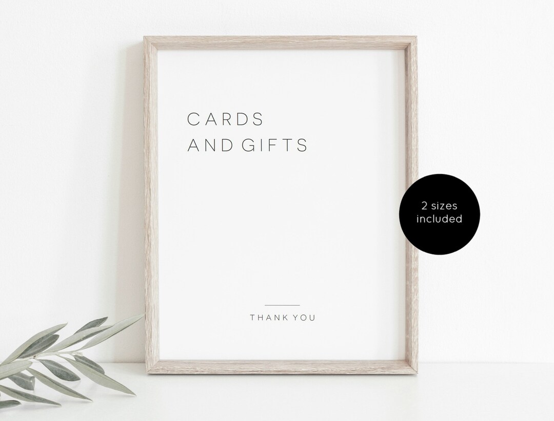 Cards and Gifts Sign, Gifts Table Sign, Wedding Template, Modern Cards ...