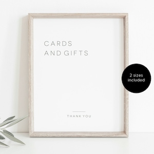 Cards and Gifts Sign, Gifts Table Sign, Wedding Template, Modern Cards and Gifts Printable, Instant Download, WLP-MIN 1906