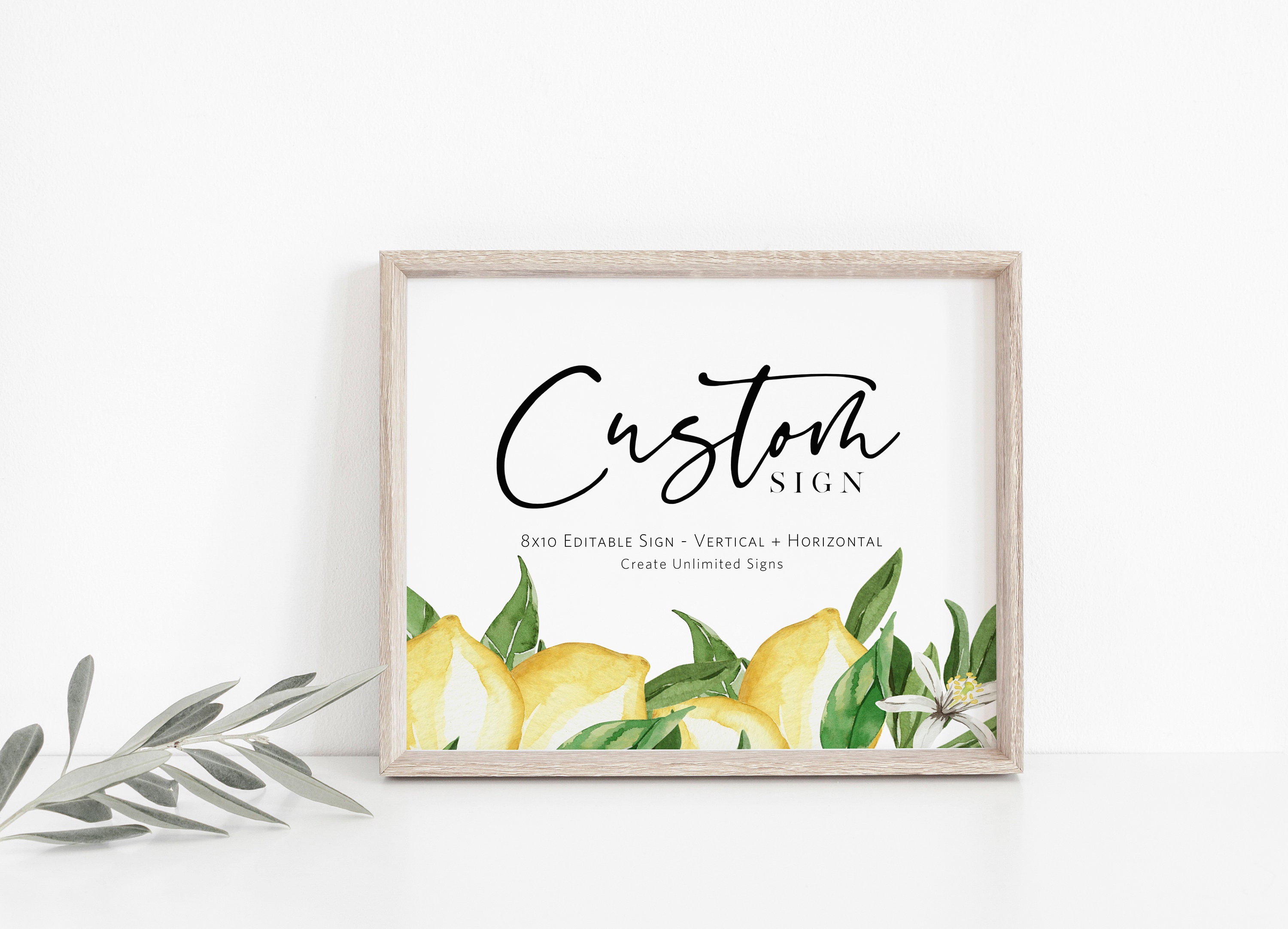 Lemon Custom Sign Portrait and Landscape Editable Sign | Etsy