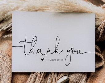 Script Thank You Card Template, Thank You Card Printable, Calligraphy Thank you Card, Minimalist Thank You, Edit with TEMPLETT, WLP-ODA 4067