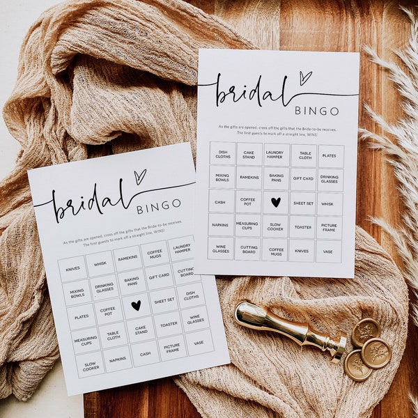 Minimalist Bridal Bingo,  Bridal Shower Bingo Game, Printable Bingo Cards, Editable Bingo Card, Edit with TEMPLETT, WLP-PAL 5711