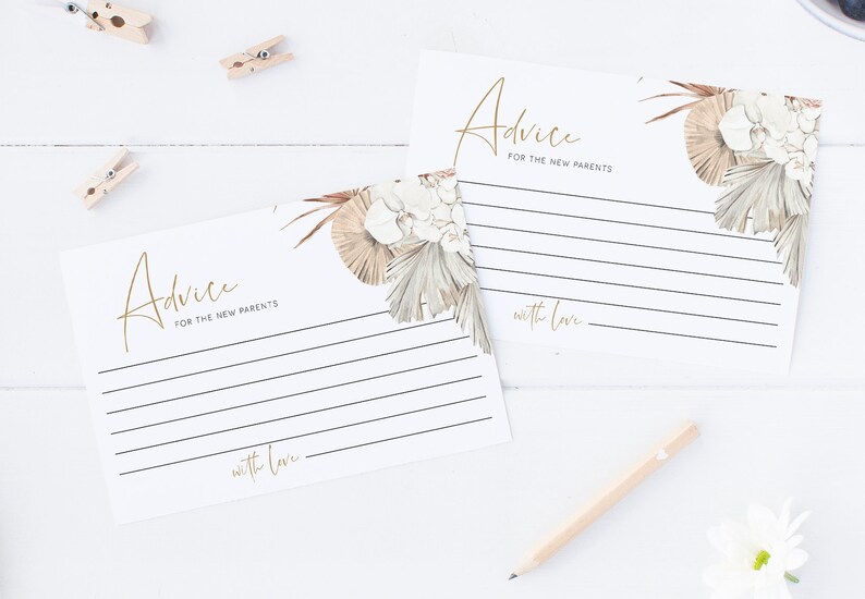 Boho Baby Shower Advice Card Printable Baby Predictions Card Etsy