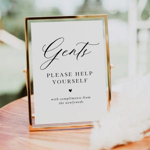 Wedding Bathroom Signs, Printable Ladies Bathroom Sign, Minimalist, Printable Gentlemen Bathroom Sign, Edit with TEMPLETT, WLP-ROC 8150