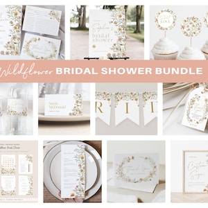 Wildflower Bridal Shower Invitation Bundle, Printable Bridal Shower Invitation + Games, Bridal Shower Decoration Set, TEMPLETT, WLP-FWI 5544