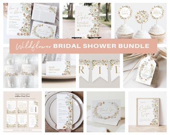 Wildflower Bridal Shower Invitation Bundle, Printable Bridal Shower Invitation + Games, Bridal Shower Decoration Set, TEMPLETT, WLP-FWI 5544