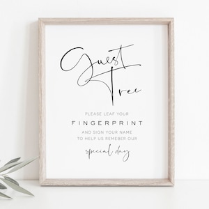 Guest Tree Fingerprint Sign, Wedding Thumbprint Guestbook Sign, 8x10, Modern Wedding Guestbook Sign, TEMPLETT, WLP-DRA 3412