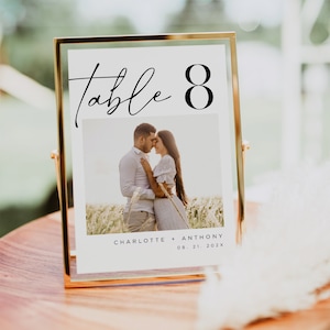 Photo Table Numbers, Modern Table Numbers, Wedding Photo Table Numbers, Reception Table Numbers, 5x7, 4x6, Edit with TEMPLETT, WLP-SAL 7001 image 4