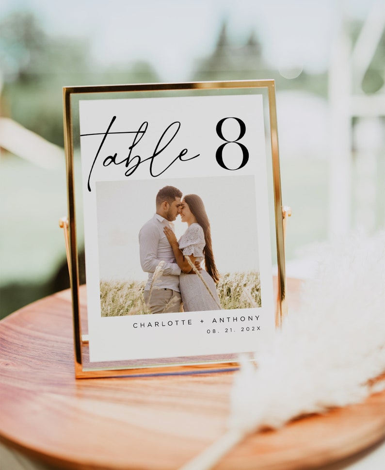 Photo Table Numbers, Modern Table Numbers, Wedding Photo Table Numbers, Reception Table Numbers, 5x7, 4x6, Edit with TEMPLETT, WLP-SAL 7001 image 4