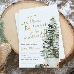 Christmas Bridal Shower Invitation, Bridal Shower Invitation, Tis the Season to Be Married Invitation, TEMPLETT, WLP-GTR 5219