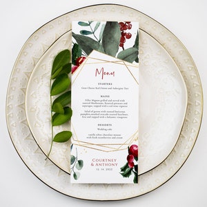 Menu de Noël imprimable, menu de Noël, carte de menu des fêtes, menu de Noël imprimable, téléchargement immédiat, modifier avec TEMPLETT, WLP-CGE 4401