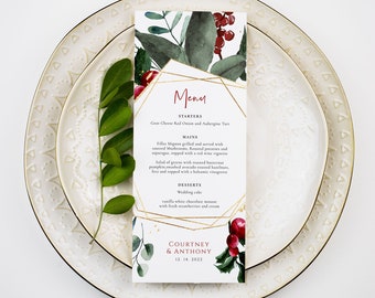 Printable Christmas Menu, Christmas Menu, Holiday Menu Card, Printable Christmas Menu , Instant Download, Edit with TEMPLETT, WLP-CGE 4401
