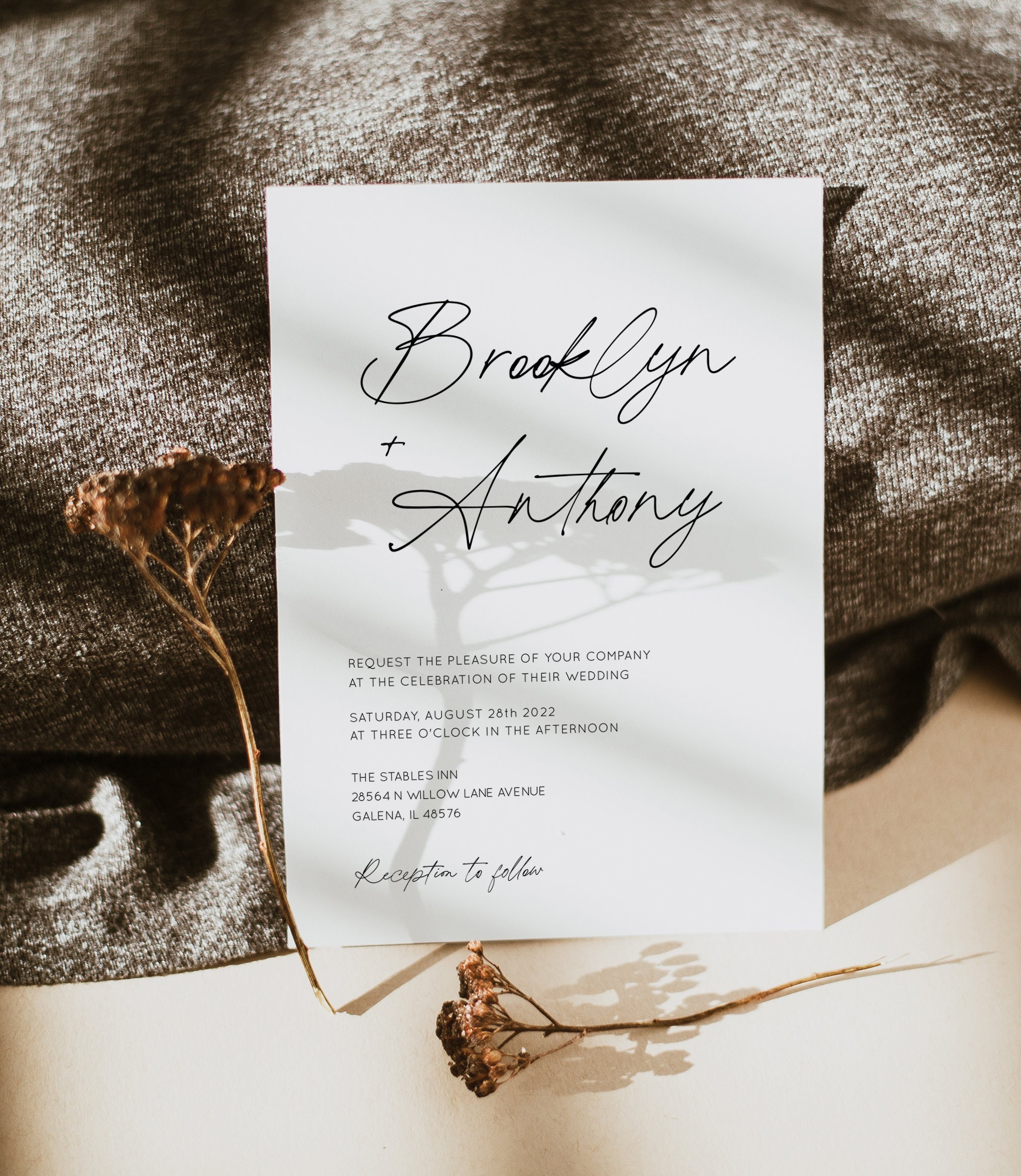 Minimalist Wedding Invitation, Modern Wedding Invitation