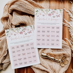 Butterfly Bridal Bingo,  Bridal Shower Bingo Game, Printable Bingo Cards, Editable Bingo Card, Edit with TEMPLETT, WLP-BUT 7042