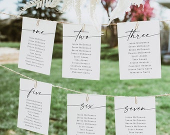 Minimalist Seating Chart Cards, Table Seating Chart, Wedding Seating Cards, Script Seating Cards, Edit with TEMPLETT, WLP-LIN 7112