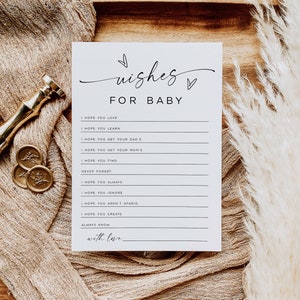 Minimalist Wishes for Baby Card,Advice for Baby, Boho Advice Card, Editable Well Wishes Card,  Edit with TEMPLETT, WLP-LIN 7187