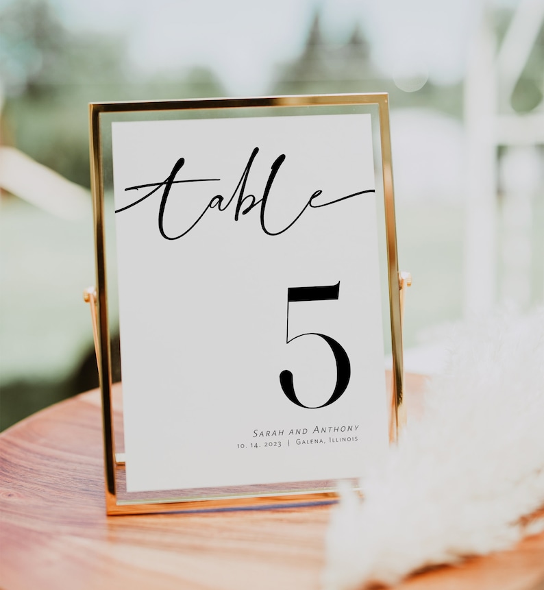 Minimalist Wedding Table Numbers, Modern Table Numbers, Templett Table Numbers, Reception Table Numbers, 5x7, 4x6, 3x5, WLP-DAL 4460 image 3