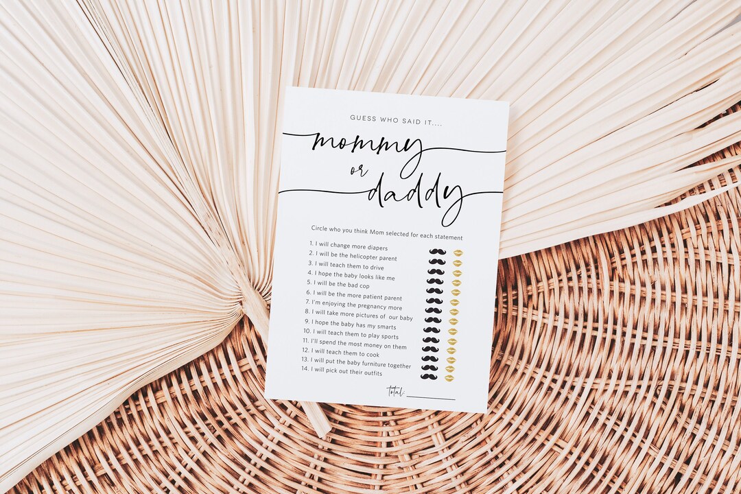 Printable Baby Shower Mommy or Daddy Game, Minimalist Baby Shower Games ...