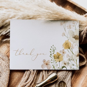 Boho Dankeskarte, Wildblumen Hochzeit Dankeskarte, Sofortiger Download, Boho Dankeschön gefaltete Kartenvorlage, TEMPLETT, WLP-GWI 4378
